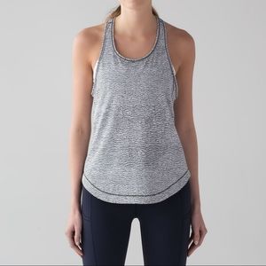 Lululemon Long Distance Tank Sheer Luon Pebble Jacquard V1 White Black Size 8